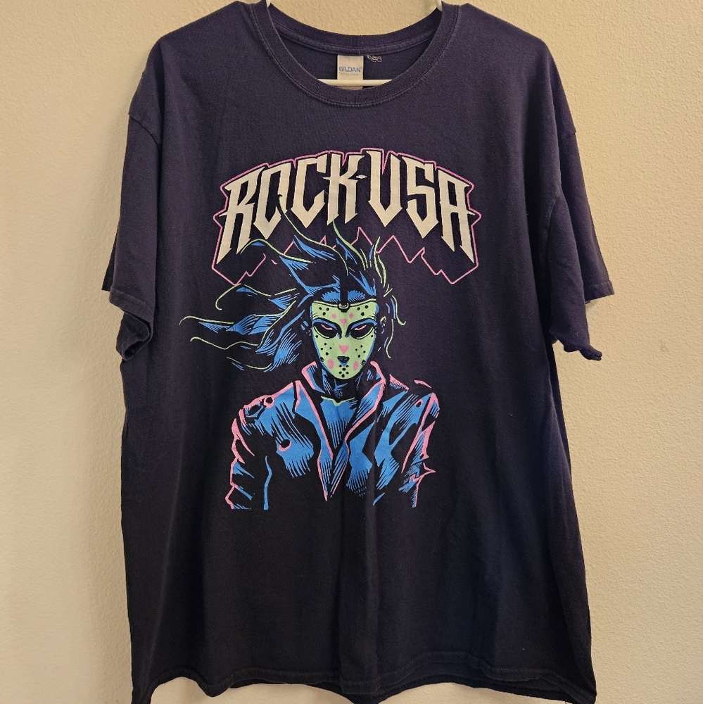 Rock USA T-Shirt Adult XL Black Oshkosh Concert Rob Zombie Shinedown Godsmack